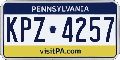 PA license plate KPZ4257