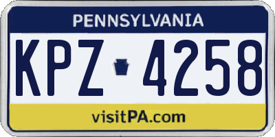PA license plate KPZ4258