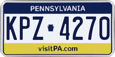 PA license plate KPZ4270