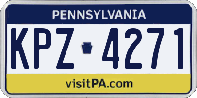PA license plate KPZ4271