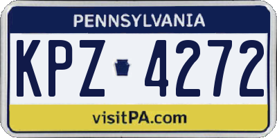 PA license plate KPZ4272