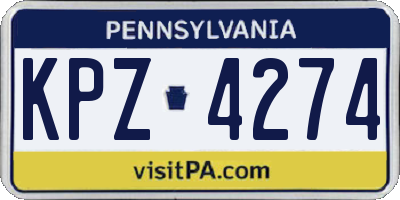 PA license plate KPZ4274