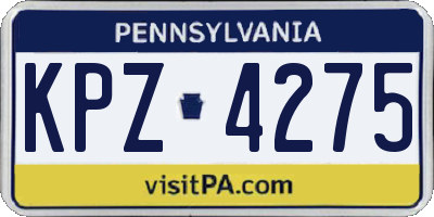 PA license plate KPZ4275