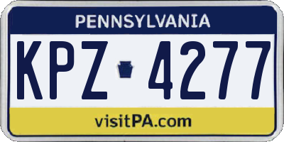 PA license plate KPZ4277