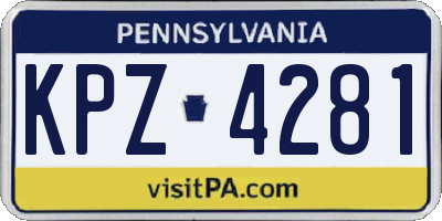 PA license plate KPZ4281