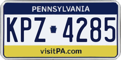 PA license plate KPZ4285