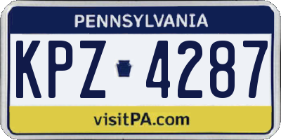 PA license plate KPZ4287
