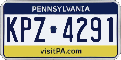 PA license plate KPZ4291
