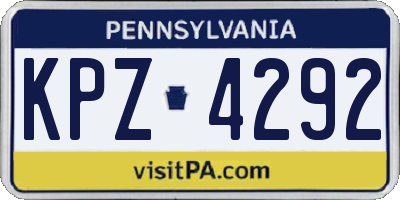 PA license plate KPZ4292