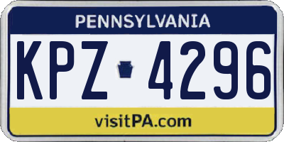 PA license plate KPZ4296