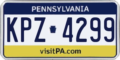 PA license plate KPZ4299