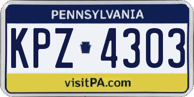 PA license plate KPZ4303