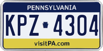 PA license plate KPZ4304