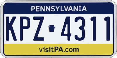 PA license plate KPZ4311