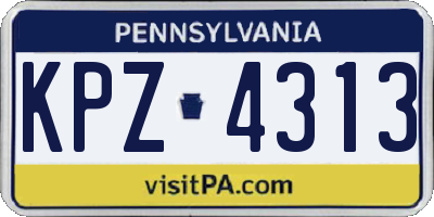 PA license plate KPZ4313