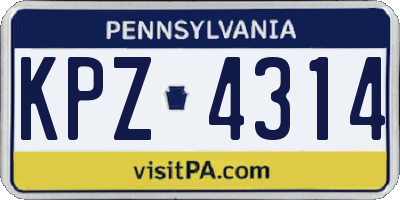 PA license plate KPZ4314