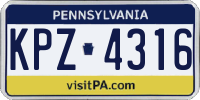 PA license plate KPZ4316