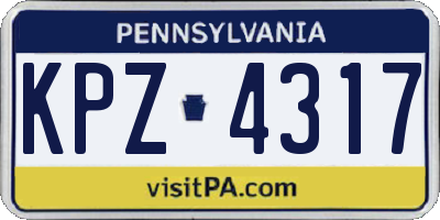 PA license plate KPZ4317