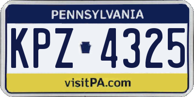 PA license plate KPZ4325
