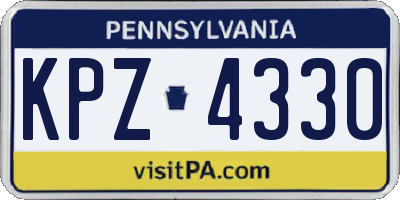 PA license plate KPZ4330