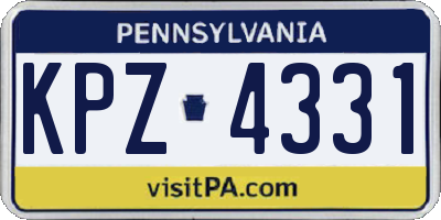 PA license plate KPZ4331