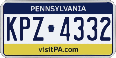 PA license plate KPZ4332