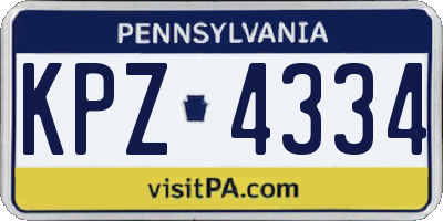 PA license plate KPZ4334