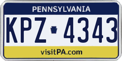 PA license plate KPZ4343