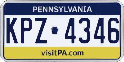 PA license plate KPZ4346