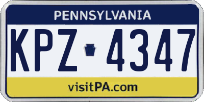 PA license plate KPZ4347