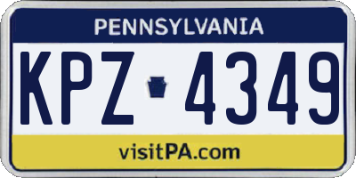 PA license plate KPZ4349