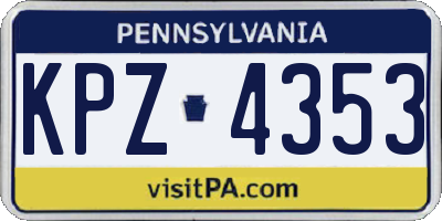 PA license plate KPZ4353