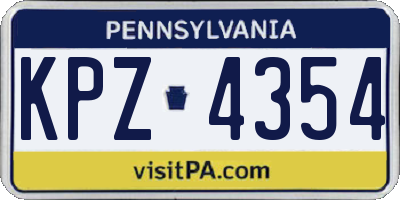 PA license plate KPZ4354