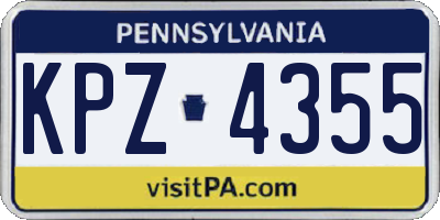 PA license plate KPZ4355