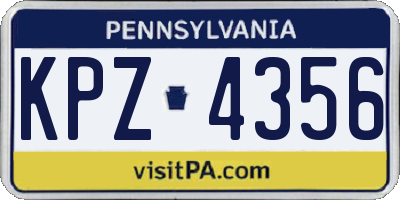 PA license plate KPZ4356