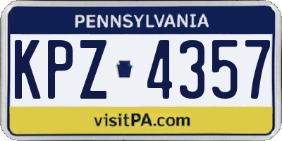 PA license plate KPZ4357
