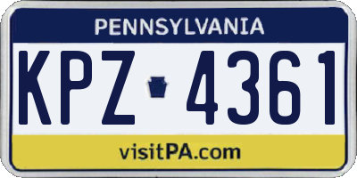 PA license plate KPZ4361