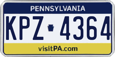 PA license plate KPZ4364
