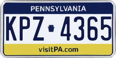 PA license plate KPZ4365