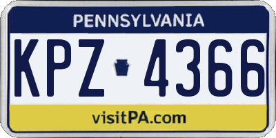 PA license plate KPZ4366