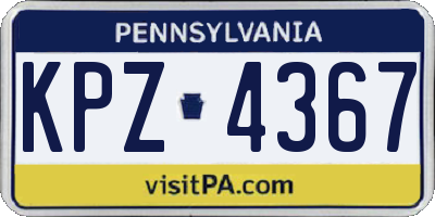 PA license plate KPZ4367