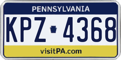 PA license plate KPZ4368