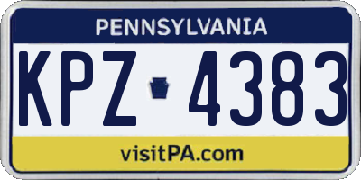PA license plate KPZ4383