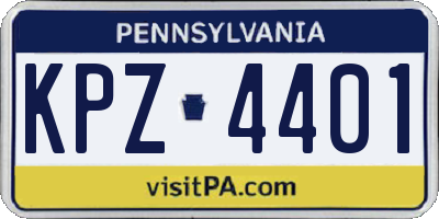PA license plate KPZ4401