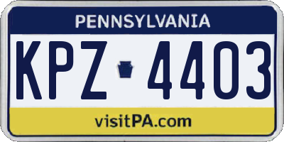 PA license plate KPZ4403