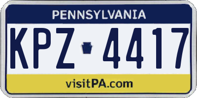 PA license plate KPZ4417