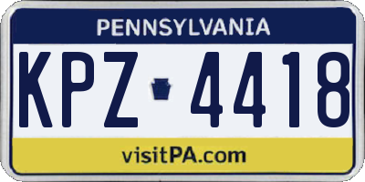 PA license plate KPZ4418