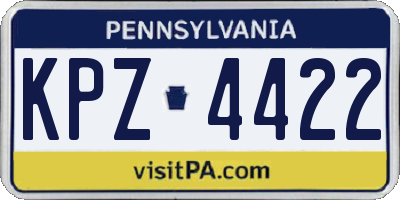 PA license plate KPZ4422
