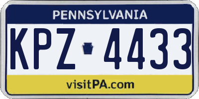 PA license plate KPZ4433