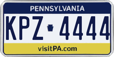 PA license plate KPZ4444